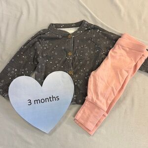 Little Earthling/Little Planet - Organic Cardigan and Pink Leggings Set
